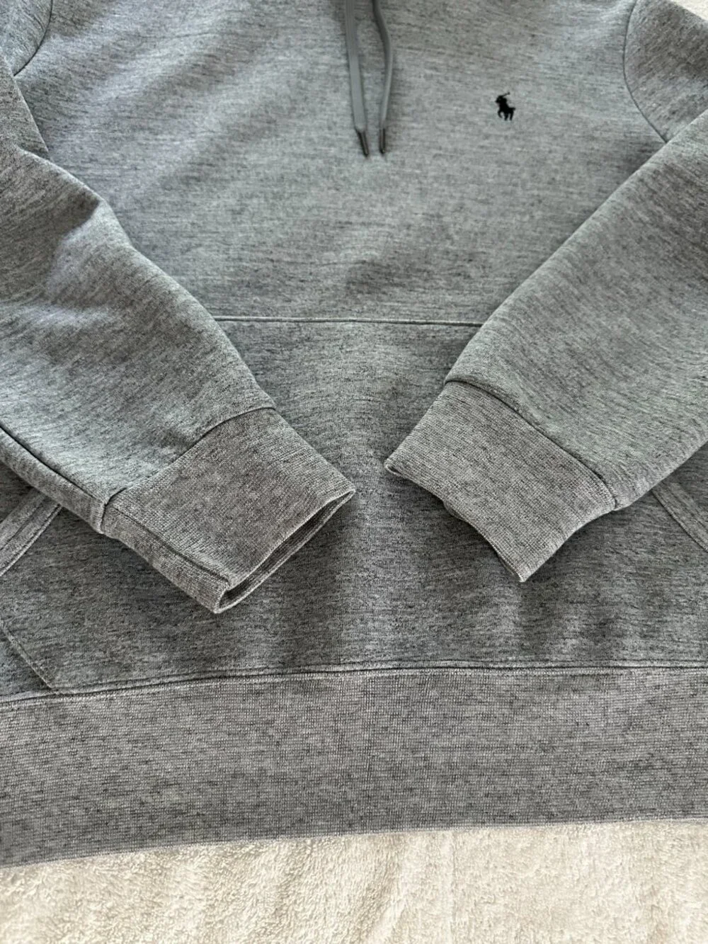 Polo Ralph Lauren Men's Heather Gray Fleece Pullover Hoodie M Black Pony Logo